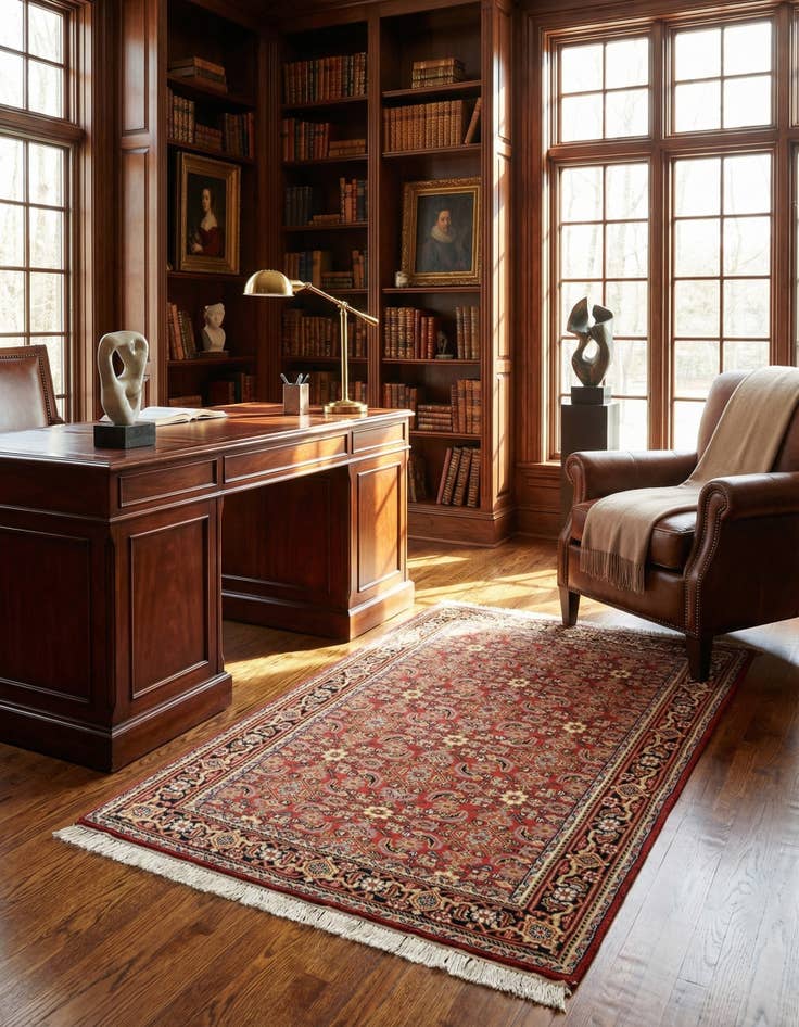 Detail image of 4' x 6'  Hand Knotted Farahan Wool Rug