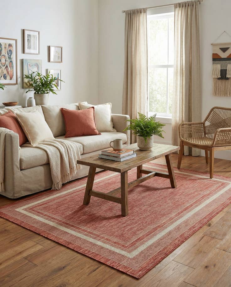 Detail image of 4' x 6' Easy-Clean Border Indoor / Outdoor Rug