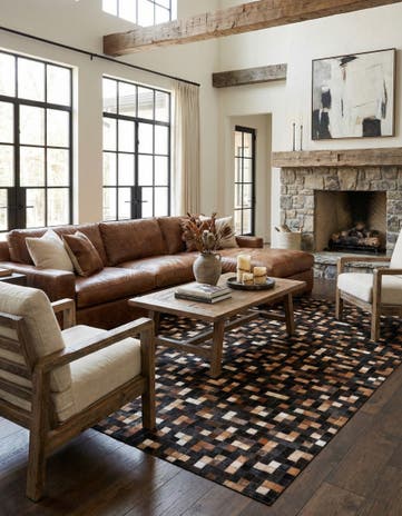 5' x 8' Cowhide Leather Rug