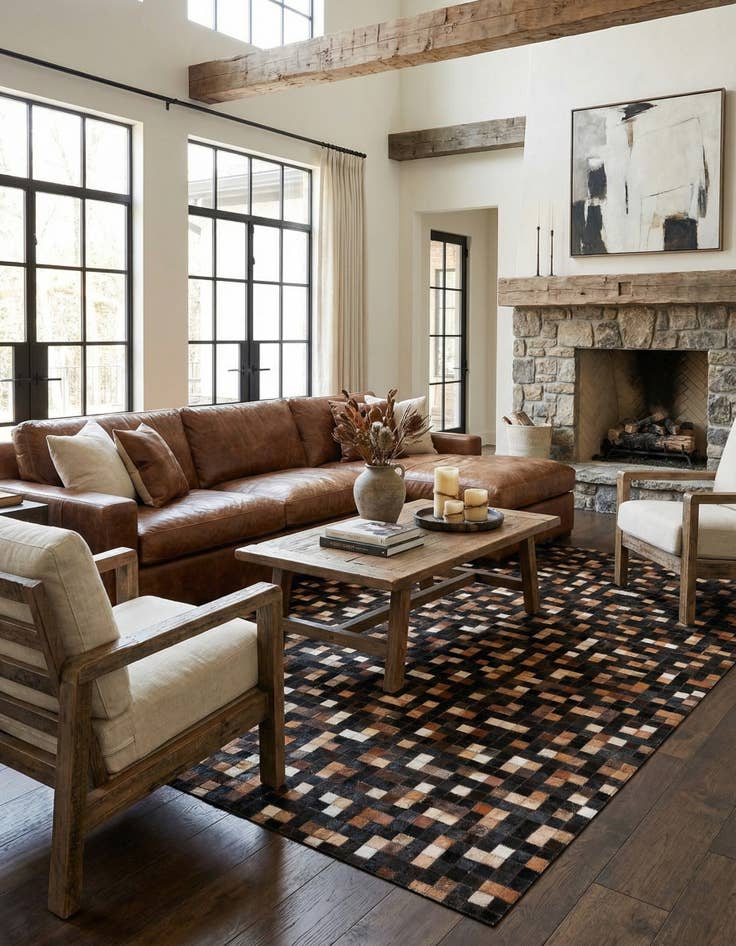 Detail image of  5' x 8' Cowhide Leather Rug