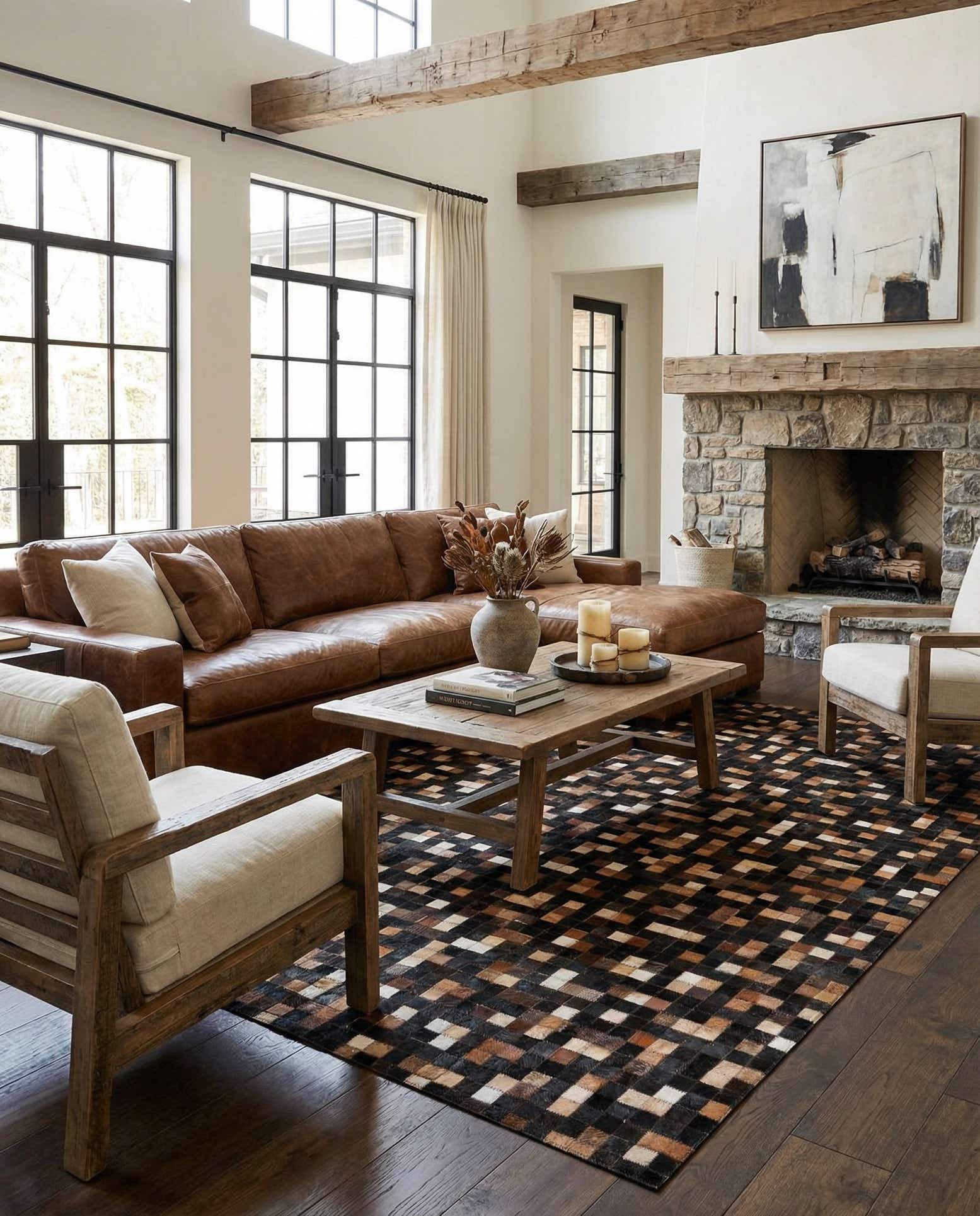 150cm x 245cm Cowhide Leather Teppich