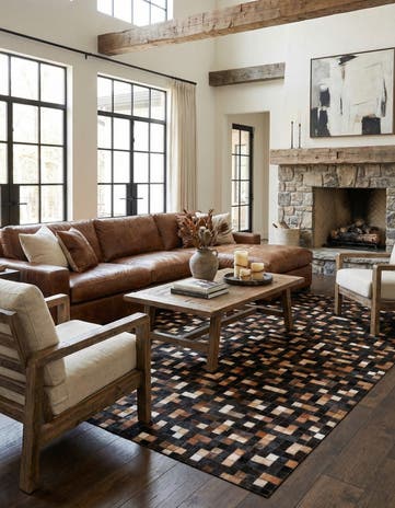 5' x 8' Cowhide Leather Rug