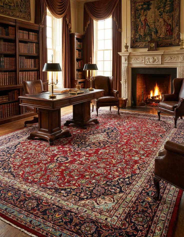 Detail image of  9' 10 x 12' 7  Hand Knotted Mashad Persian Wool Rug