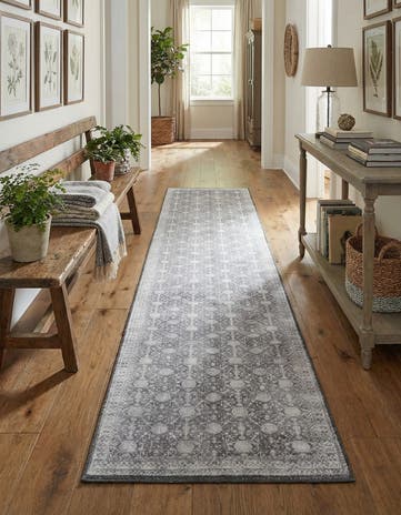 Gray Washable Timeless Runner Rug