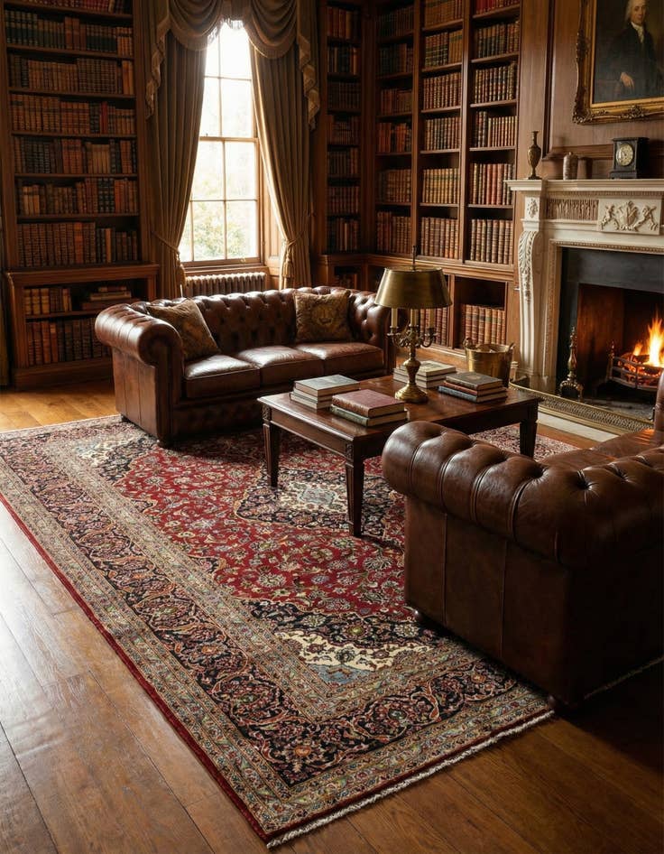 Detail image of 9' 8 x 12' 10  Hand Knotted Kashan Persian Wool Rug