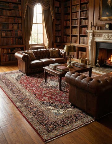 9' 8 x 12' 10 Hand Knotted Kashan Persian Wool Rug