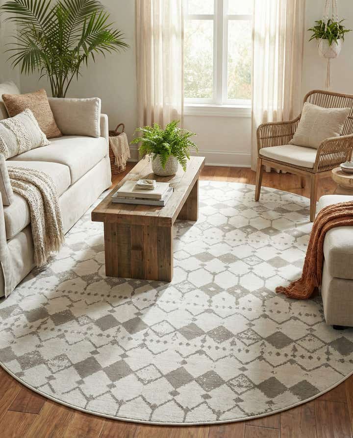 7' 10 x 10' Easy-Clean Lattice Indoor / Outdoor Oval Rug