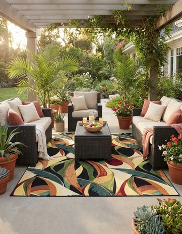 7' 10 x 11' Easy-Clean Botanical Indoor / Outdoor Rug