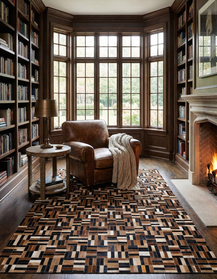 Detail image of  4' 11 x 8' 1 Cowhide - Patchwork Rug