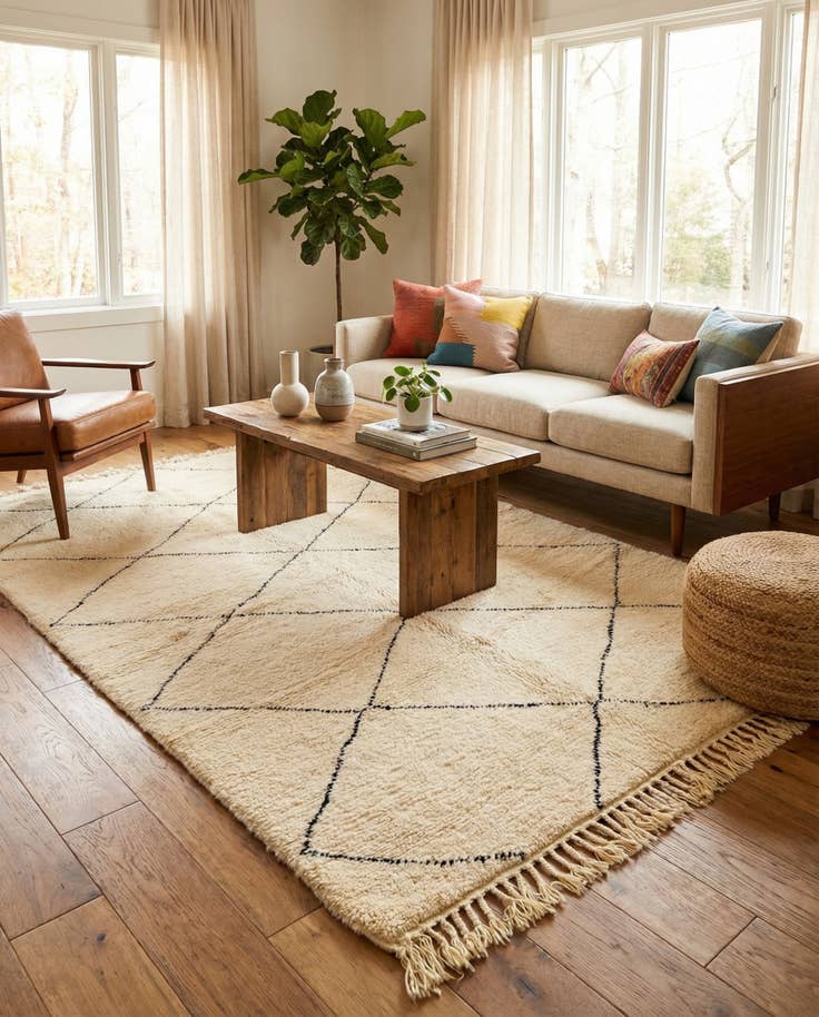 Detail image of 5' 3 x 8' 2 Hand Knotted Moroccan Wool Rug