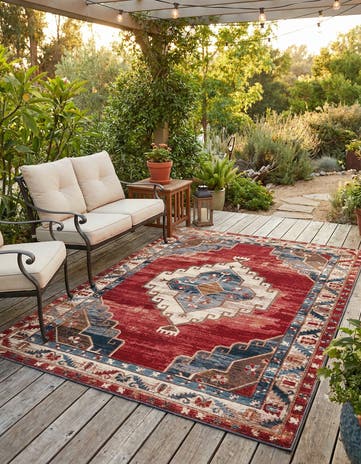 5' x 8' Easy-Clean Traditional Indoor / Outdoor Rug