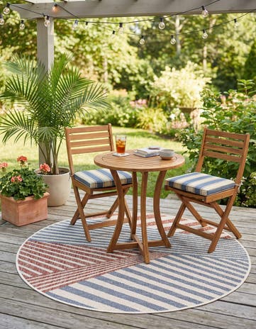 Blue Easy-Clean Jill Zarin Indoor / Outdoor Round Rug