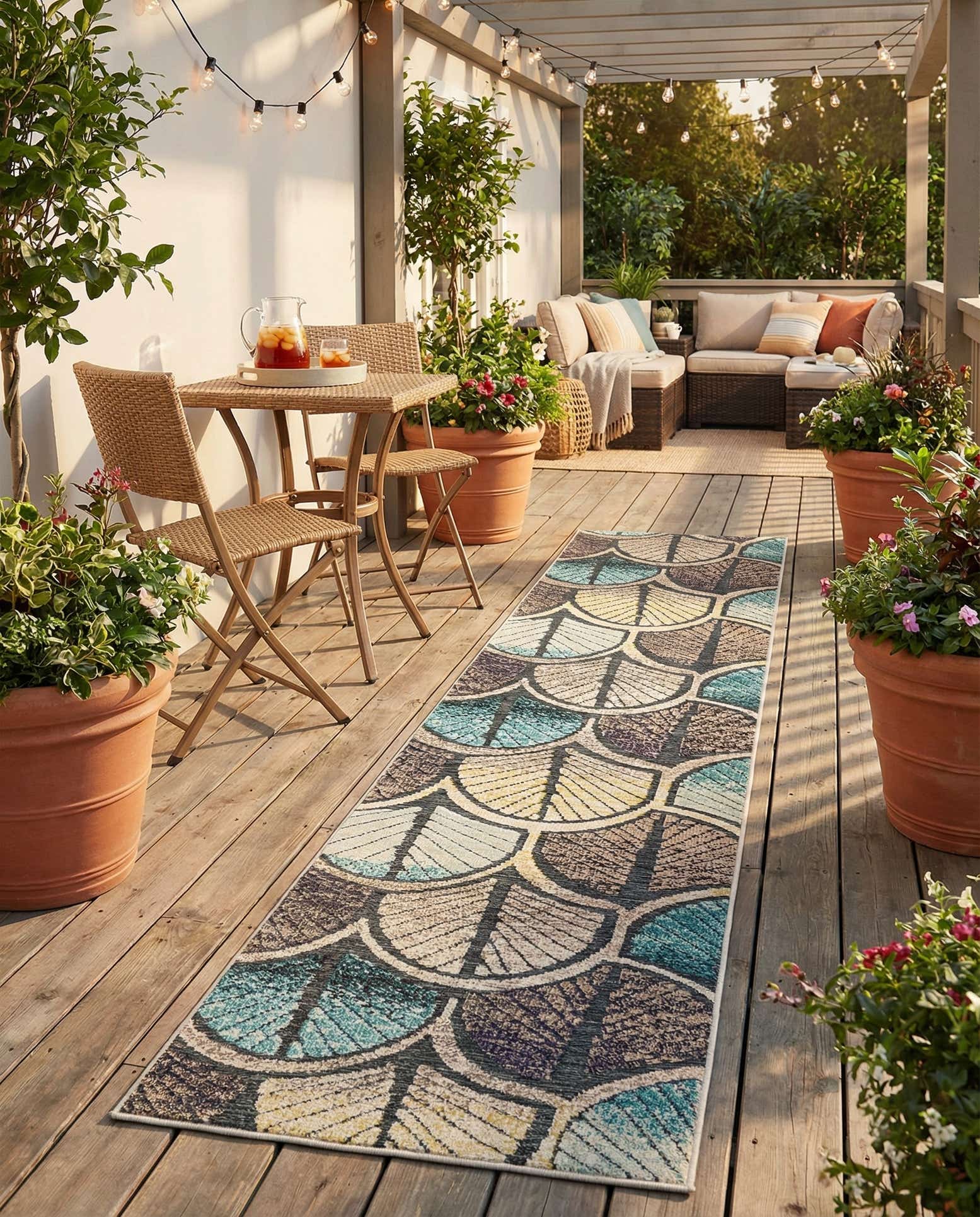 2' 7 x 12' Easy-Clean Casablanca Indoor / Outdoor Runner Rug