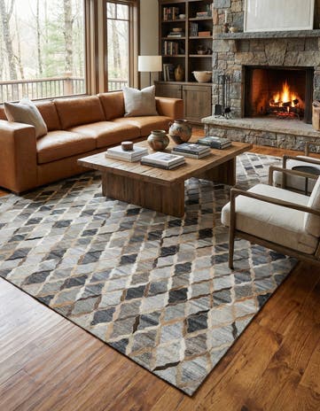 8' 1 x 9' 10 Cowhide - Patchwork Rug