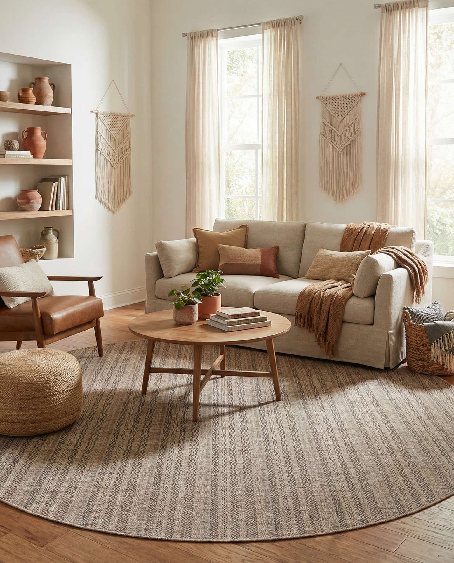 10' x 10' Easy-Clean Ribbon Indoor / Outdoor Round Rug