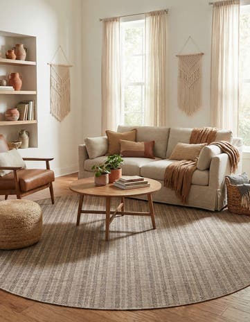 10' x 10' Easy-Clean Ribbon Indoor / Outdoor Round Rug