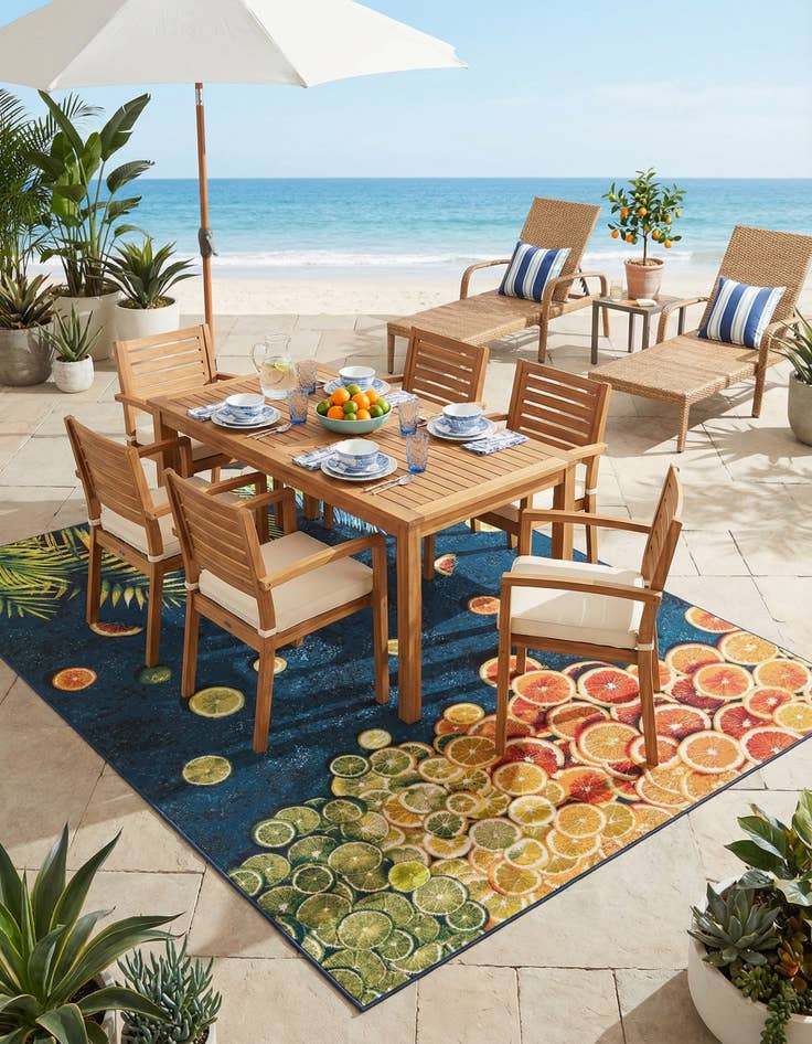 Detail image of 9' x 12'  Washable Coastal Indoor / Outdoor Rug
