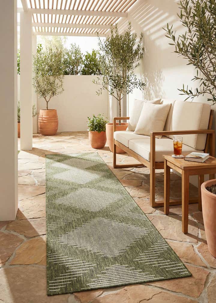3' 3 x 14' Easy-Clean Modern Indoor / Outdoor Runner Rug