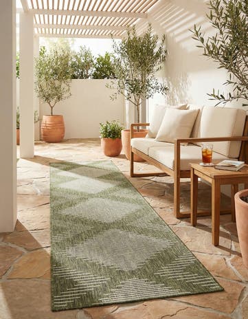 3' 3 x 14' Easy-Clean Modern Indoor / Outdoor Runner Rug