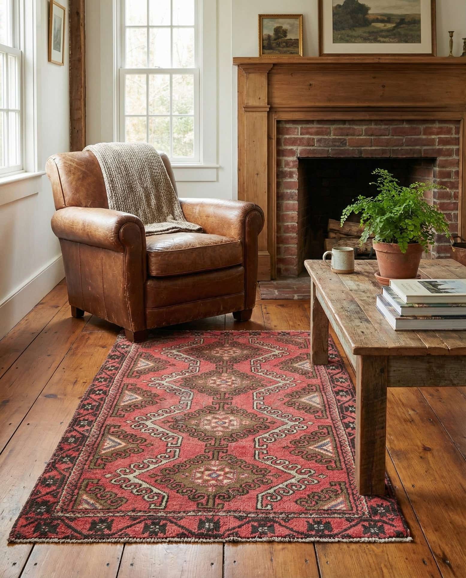 3' 7 x 6' Hand Knotted Hamedan Persian Wool Rug