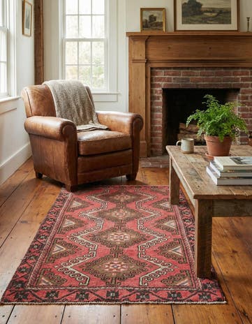 3' 7 x 6' Hand Knotted Hamedan Persian Wool Rug