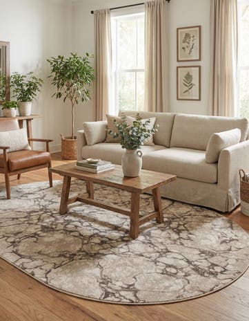 Brown Oasis Oval Rug
