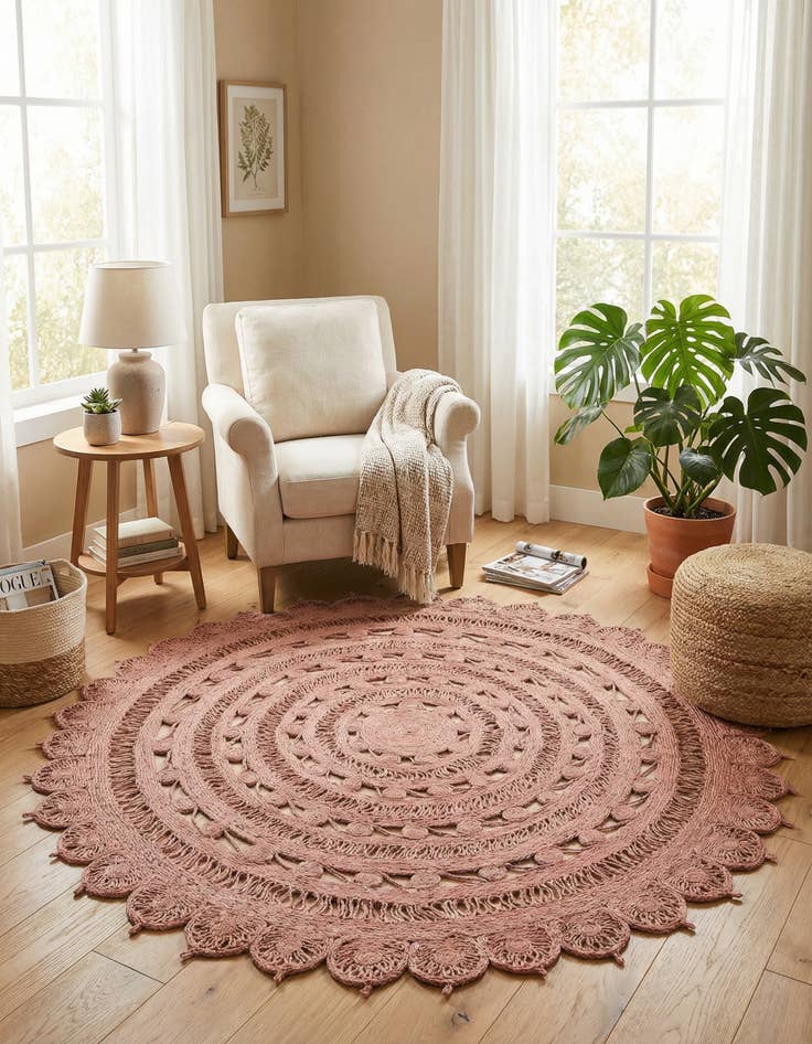 Detail image of  7' 10 x 7' 10  Hand Braided Jute Round Rug