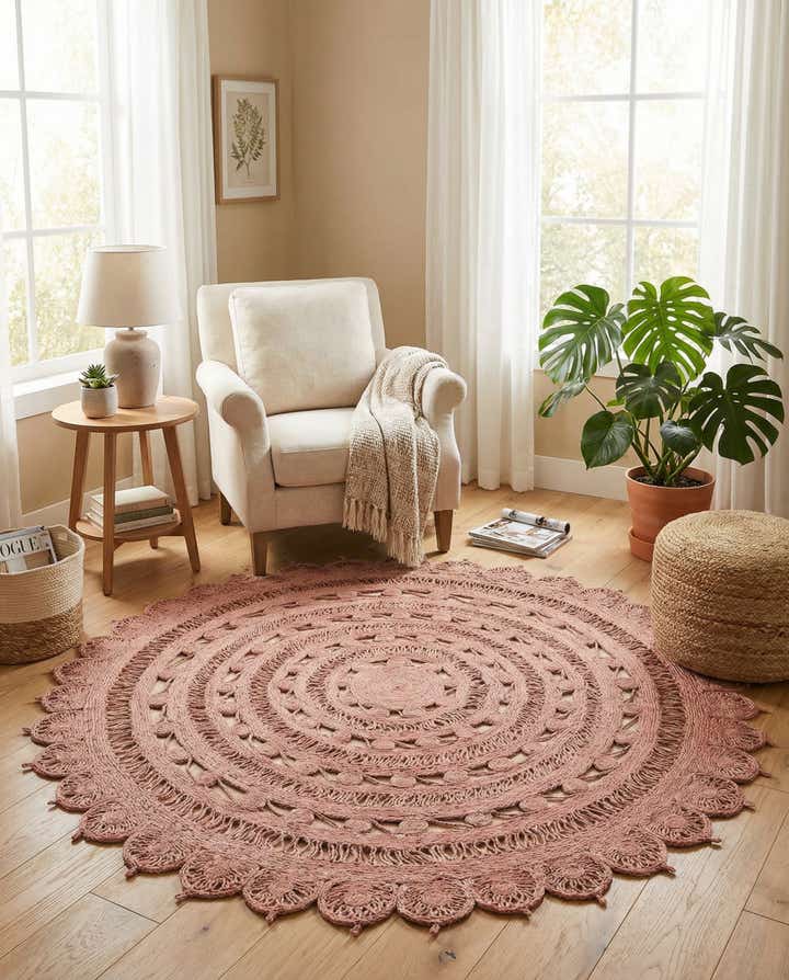 240cm x 240cm Fait main Braided Jute Tapis Rond