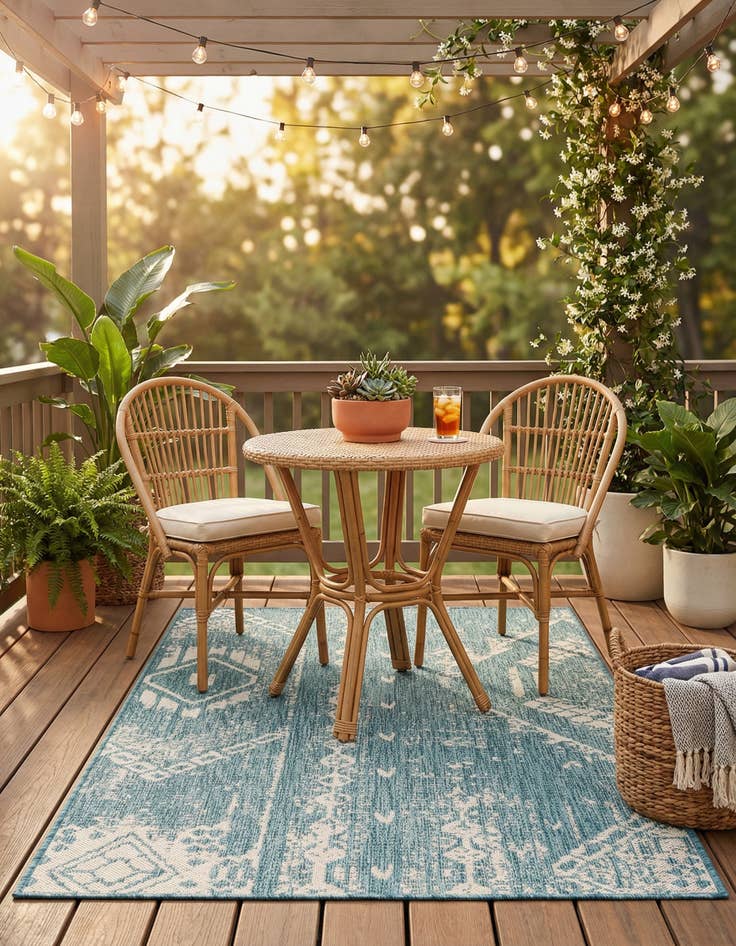 Detail image of 3' x 5'  Washable Bohemian Indoor / Outdoor Rug