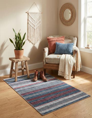 Navy Blue Washable Yara Rug