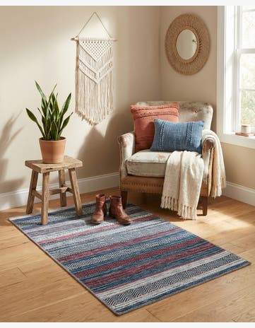 Navy Blue Washable Yara Rug