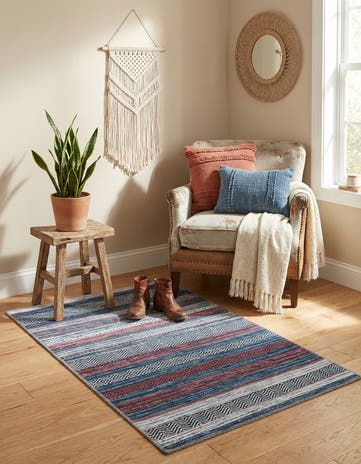 Navy Blue Washable Yara Rug