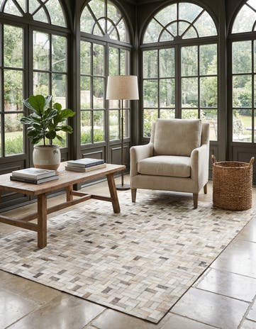 4' 7 x 6' 6 Cowhide Stocks Rug