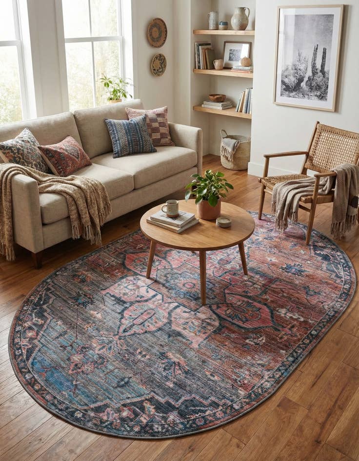 Detail image of  7' 10 x 10'  Washable Nostalgia Oval Rug