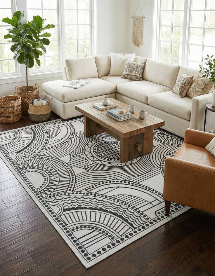 Detail image of 10' x 10'  Washable Traditional Indoor / Outdoor Square Rug