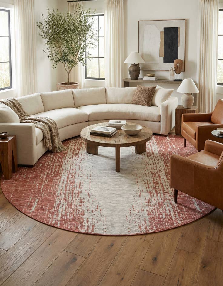 Detail image of 13' x 13'  Washable Modern Indoor / Outdoor Round Rug