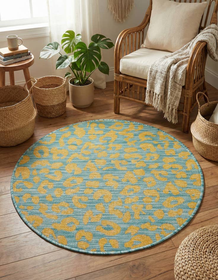 Detail image of 3' x 3'  Washable Safari Indoor / Outdoor Round Rug