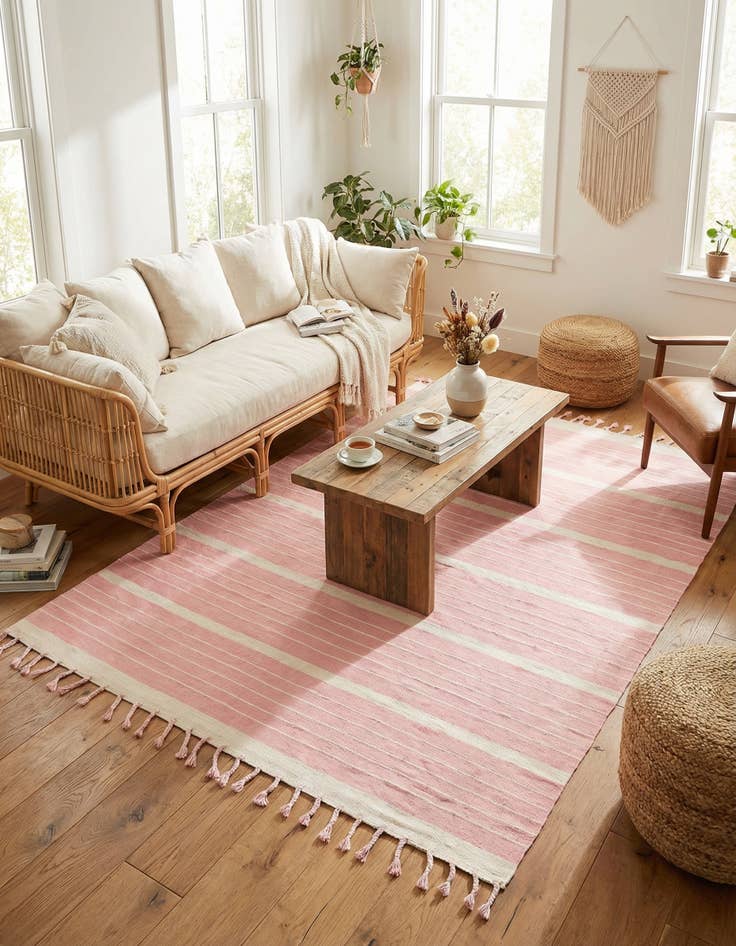 Detail image of 9' x 12'  Hand Woven Chindi Cotton Rug