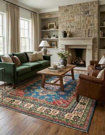 6' 6 x 9' 3 Hand Knotted Kazak Rug