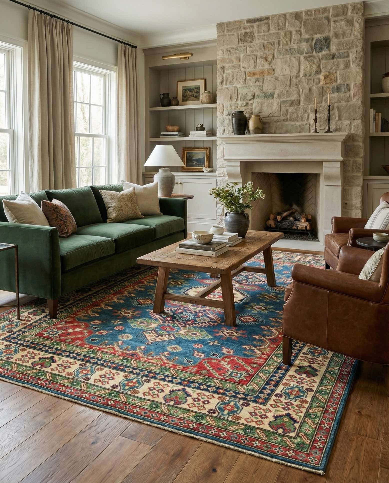 6' 6 x 9' 3 Hand Knotted Kazak Rug