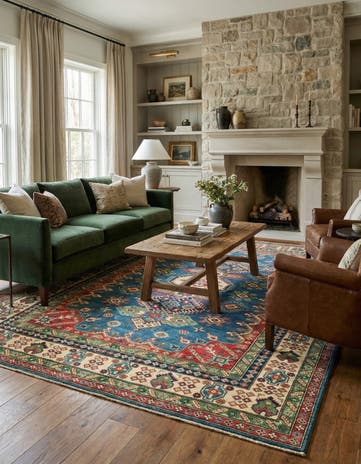 6' 6 x 9' 3 Hand Knotted Kazak Rug