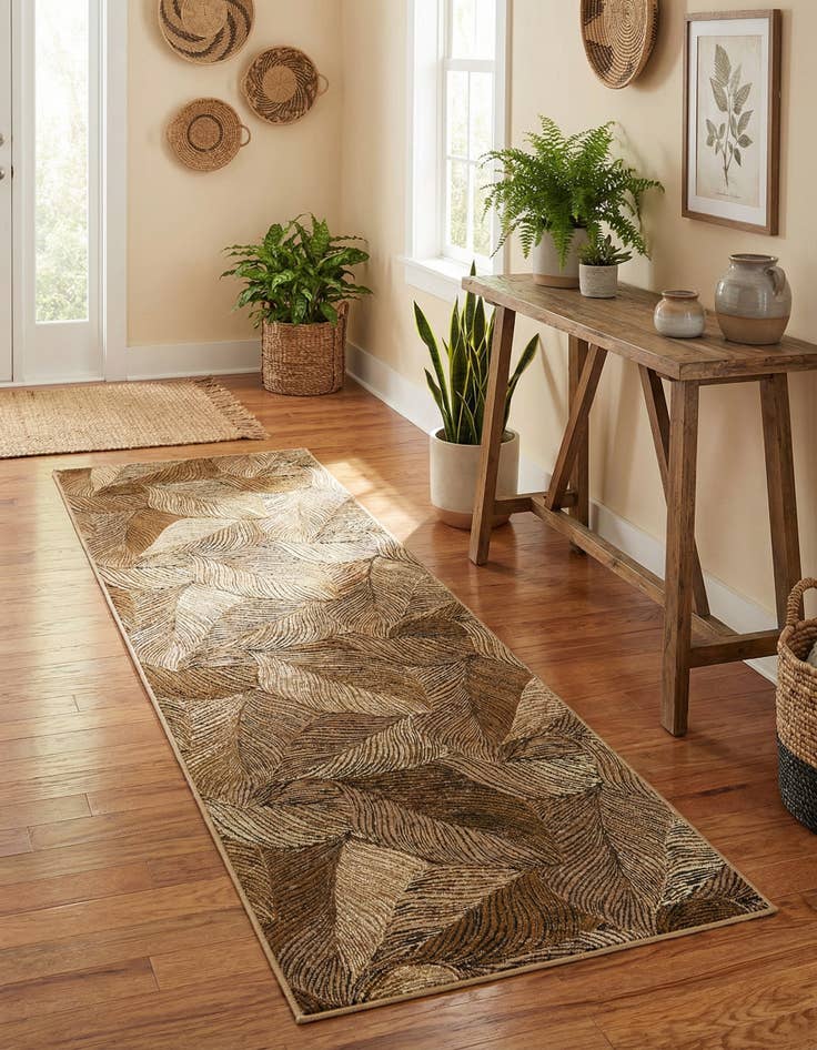 Detail image of 2' 7 x 10' Easy-Clean Botanical Indoor / Outdoor Runner Rug