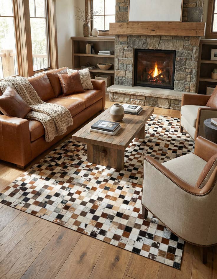 Detail image of 5' x 7' 11 Cowhide Stocks Rug