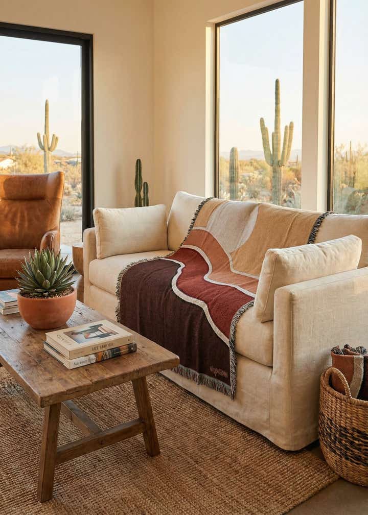 4' 6 x 6' 70's Sunset Throw Blanket