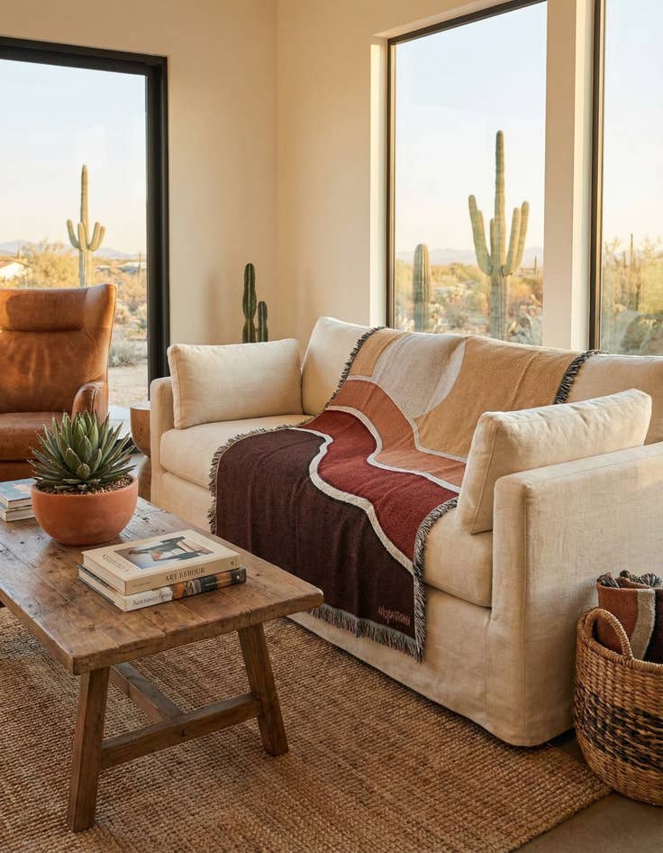 Detail image of 4' 6 x 6' 70's Sunset Throw Blanket