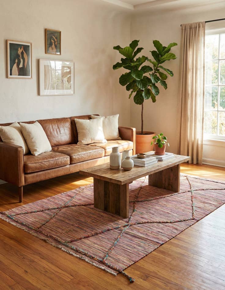 Detail image of 4' 7 x 6' 4  Hand Woven Kilim Modern Wool Rug