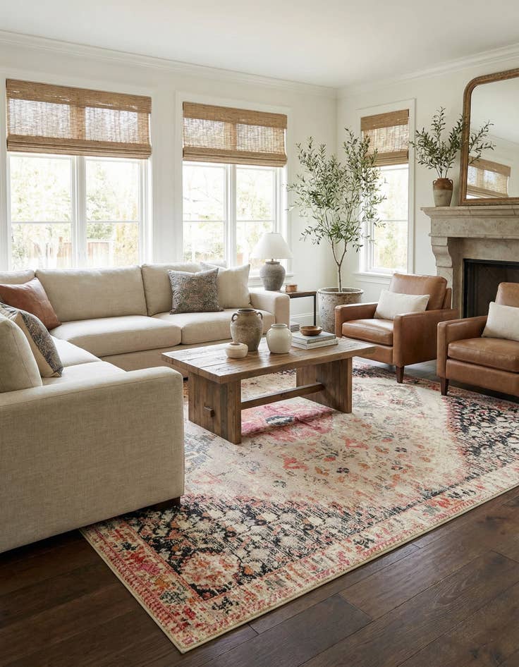 Detail image of 10' x 10'  Washable Traditional Indoor / Outdoor Square Rug