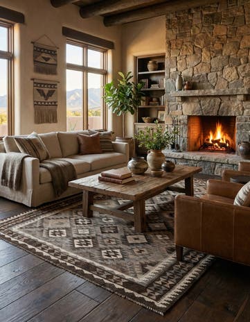 6' 8 x 9' Hand Woven Kilim Maymana Wool Rug
