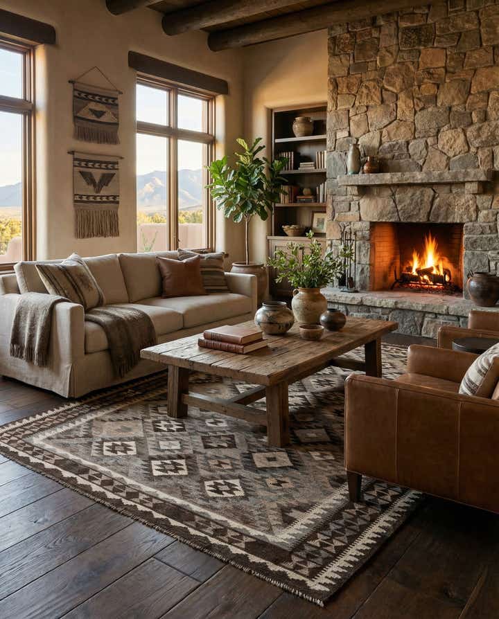 6' 8 x 9' Hand Woven Kilim Maymana Wool Rug