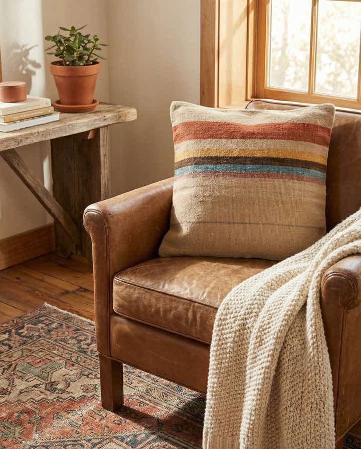 1' 7 x 1' 7 Hand Woven Pillow Wool Square Rug